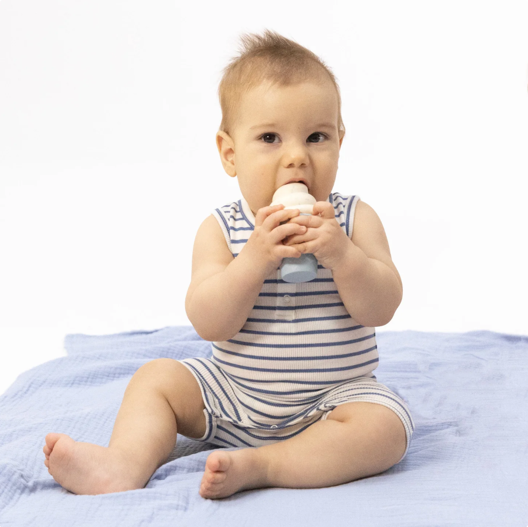 Navy Stripe Henley Shortie Romper