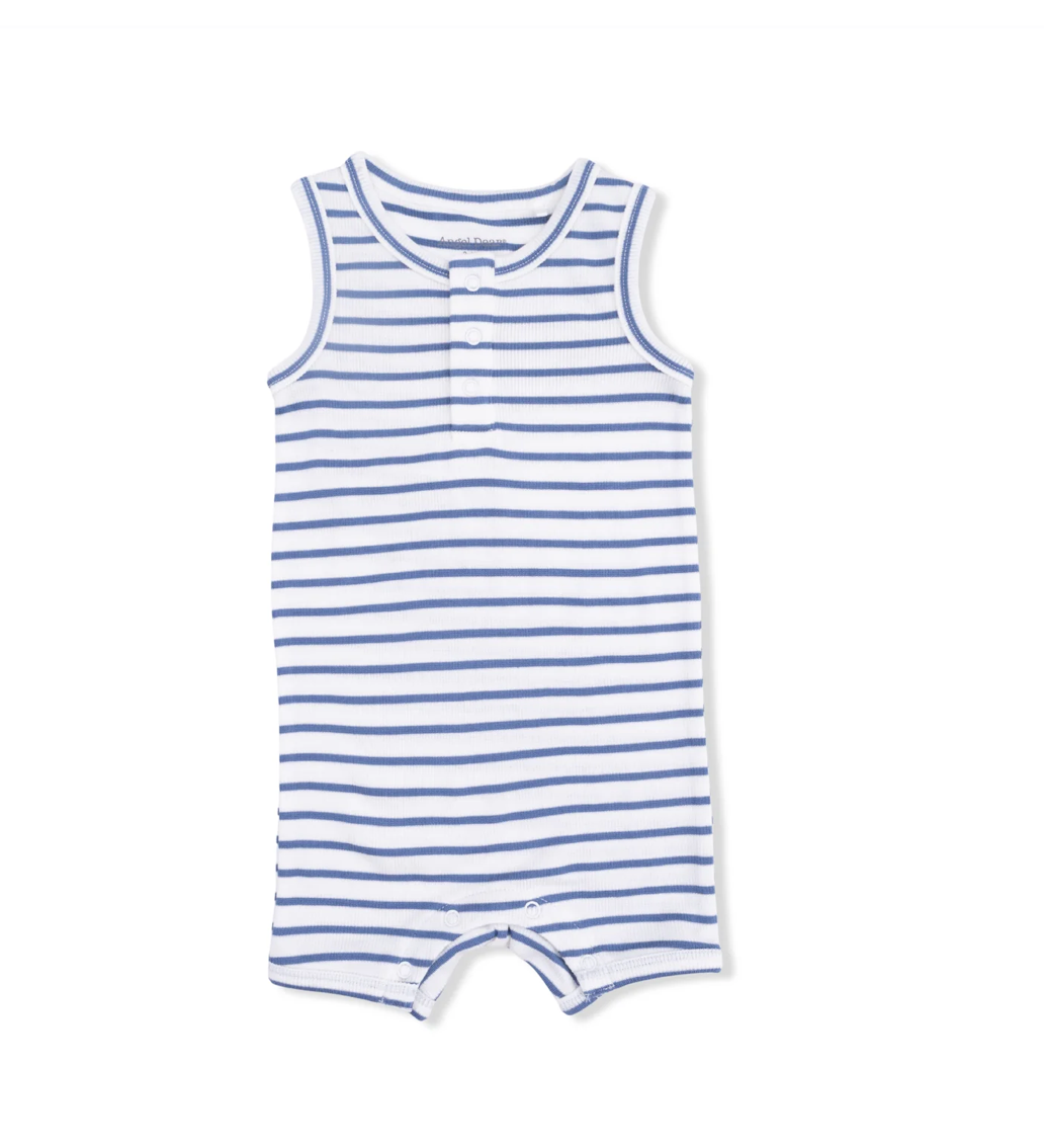 Navy Stripe Henley Shortie Romper