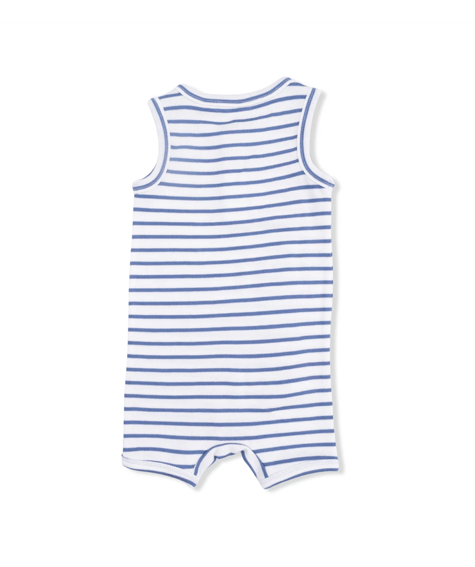 Navy Stripe Henley Shortie Romper
