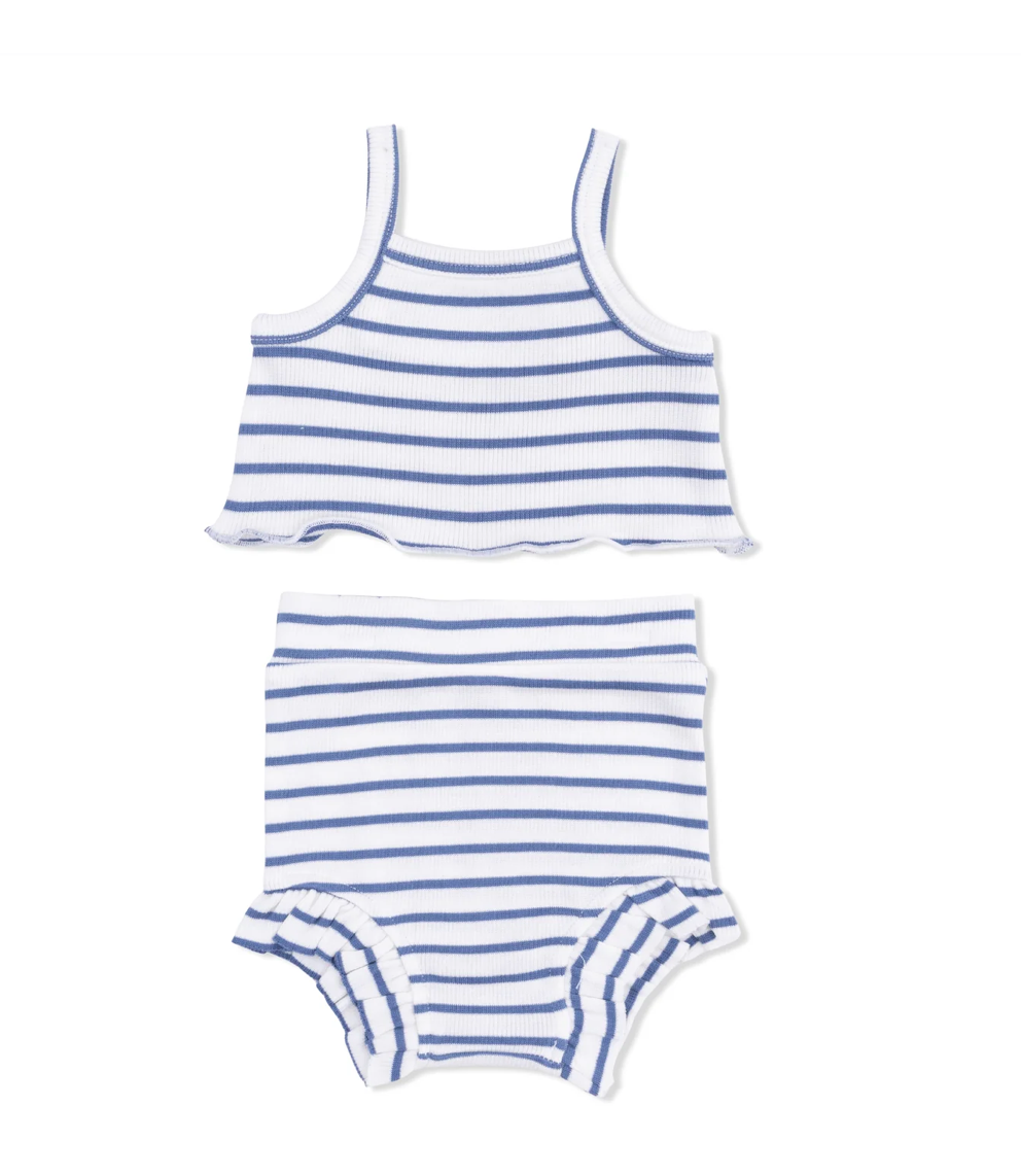 Navy Stripe Tank & High Waisted Shorts Set