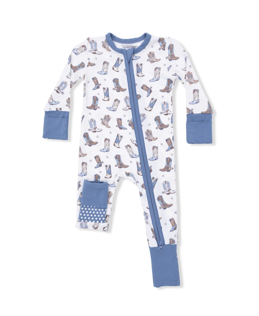 Blue Cowboy Boots Conv Zip Romper