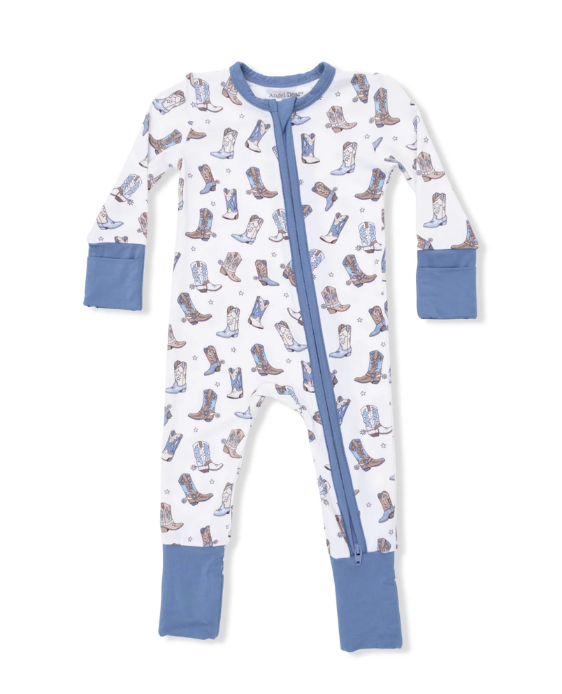 Blue Cowboy Boots Conv Zip Romper