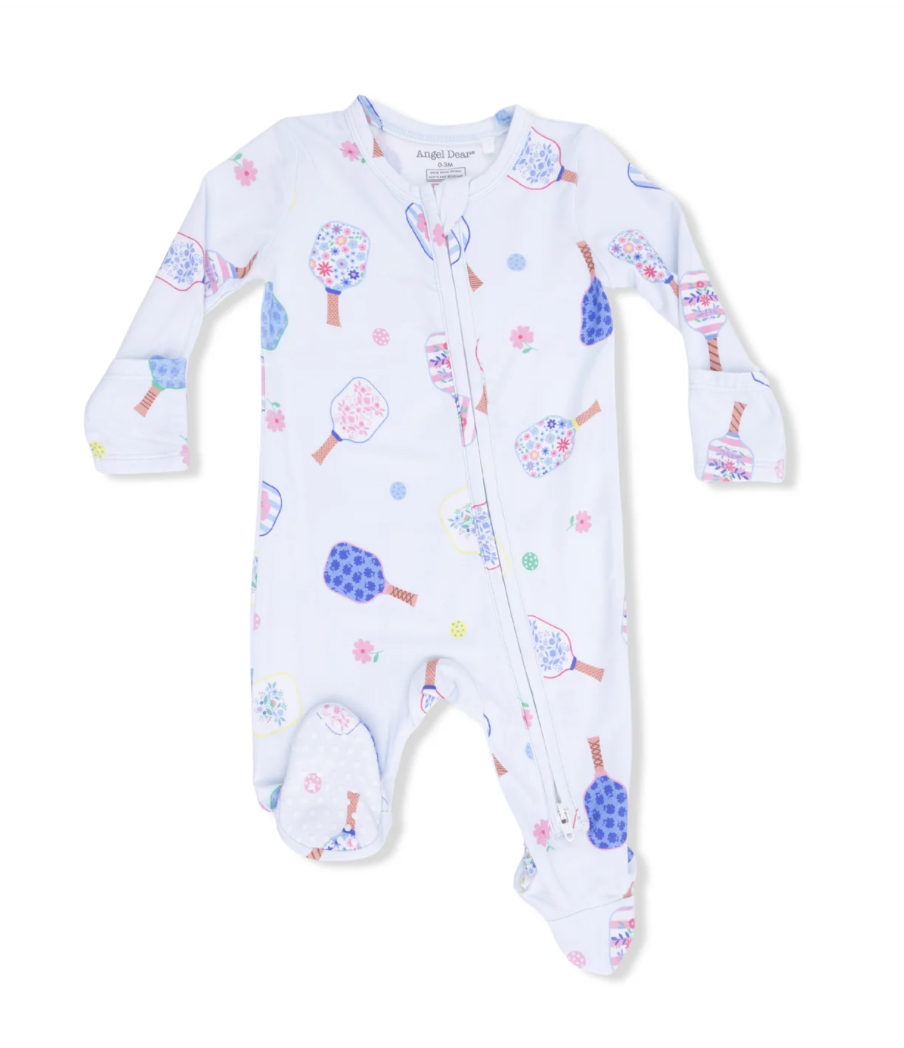 Blue Floral Pickleball 2-Way Zip Footie