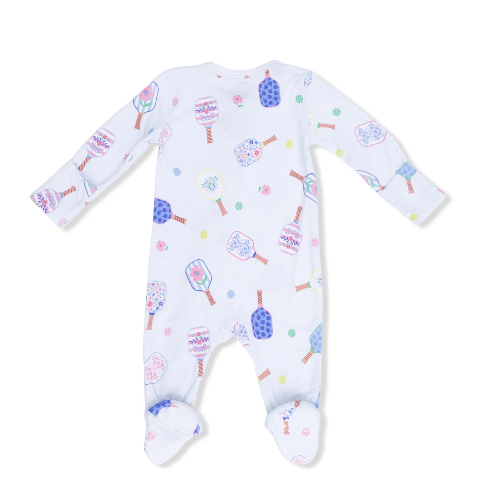 Blue Floral Pickleball 2-Way Zip Footie