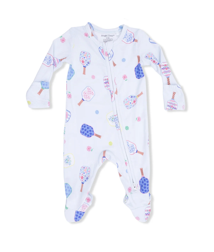 Blue Floral Pickleball 2-Way Zip Footie