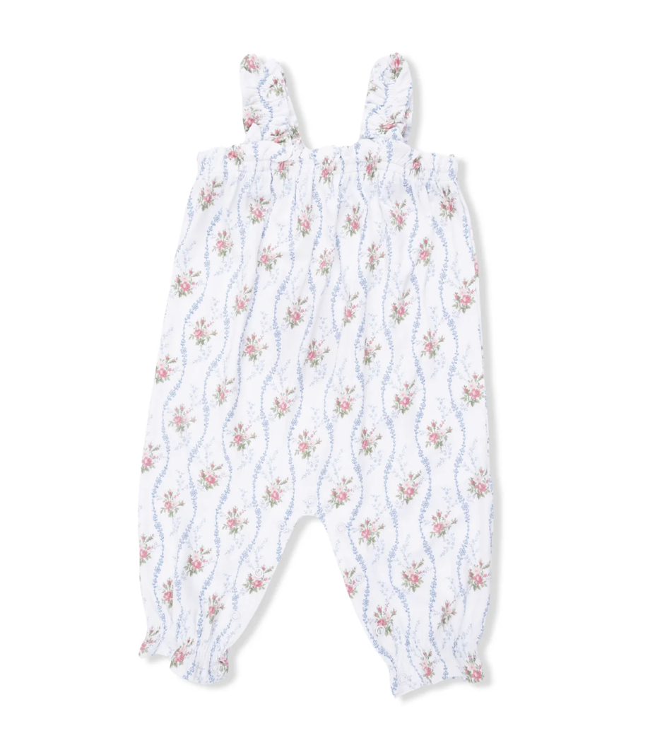 Heirloom Rose Stripe Ruffle Strap Overall