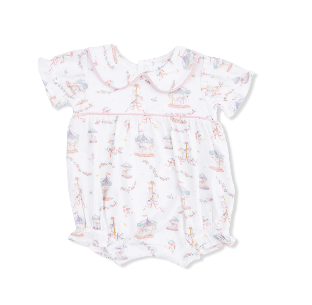 Ivory Carousel with Bows Puff Sleeve Bubble