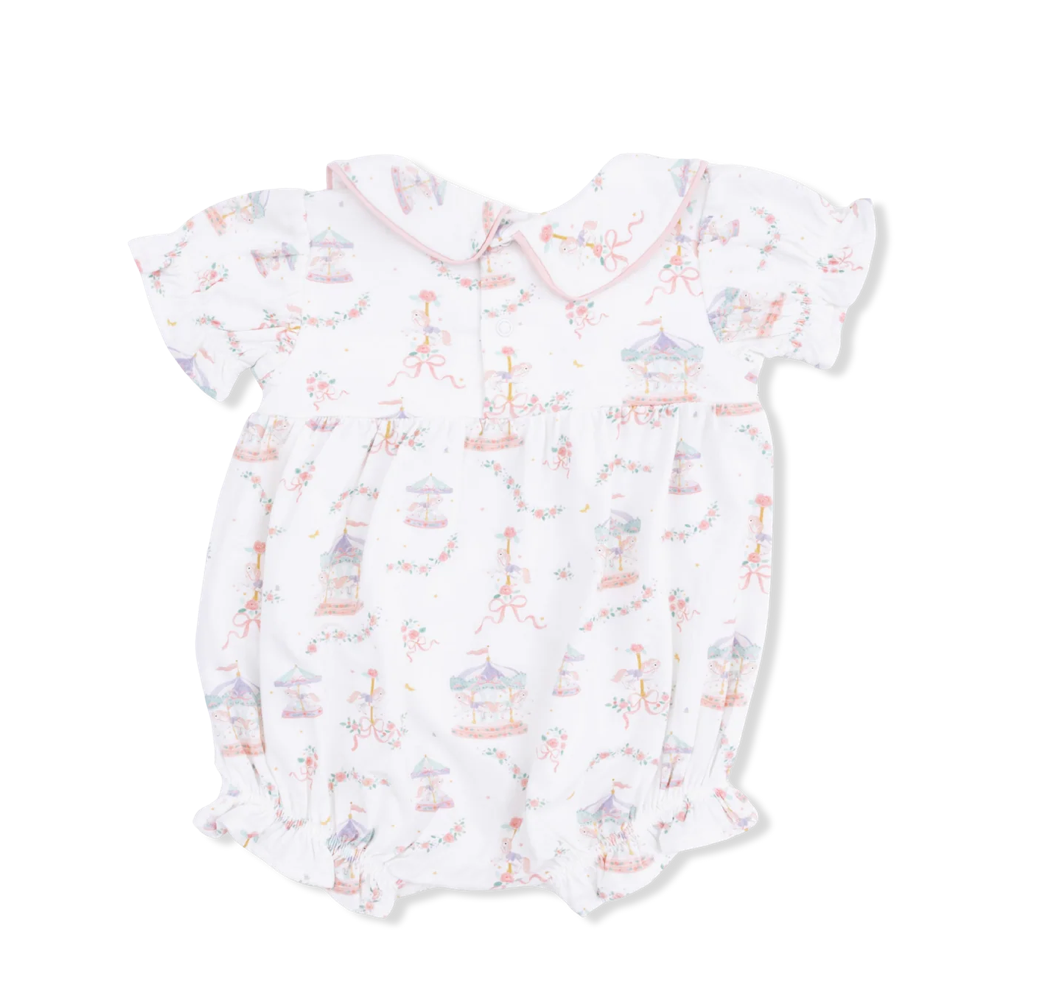 Ivory Carousel with Bows Puff Sleeve Bubble