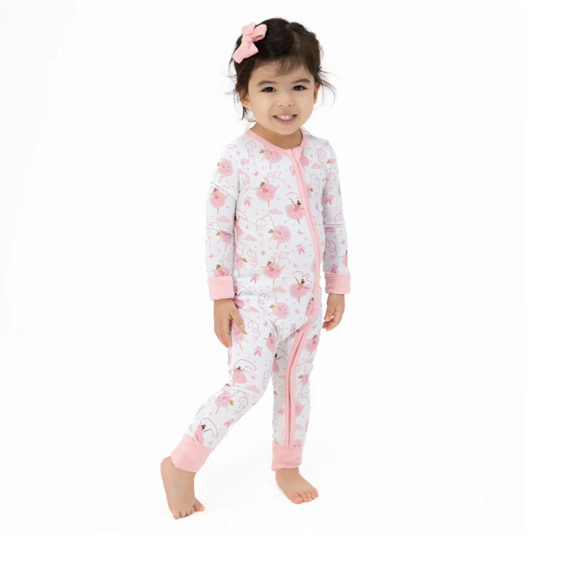 Pink Ribbon Ballerinas Conv Zip Romper