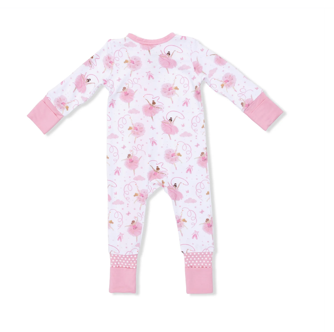 Pink Ribbon Ballerinas Conv Zip Romper