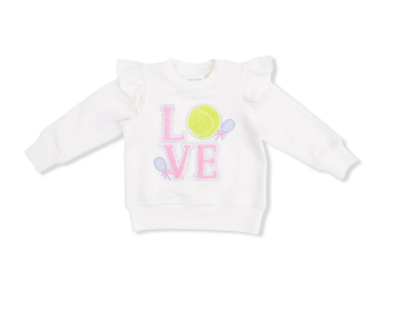 White Pretty Tennis Love Ruffle Sweatshirt