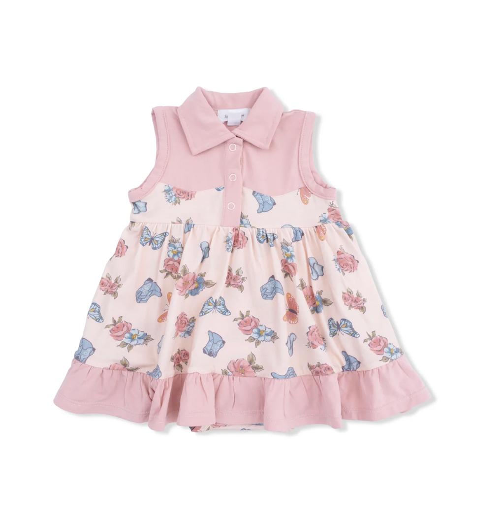 Pink Country Girl Boots Bodysuit Dress