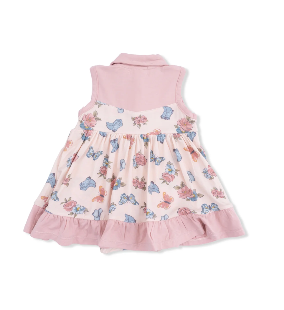 Pink Country Girl Boots Bodysuit Dress