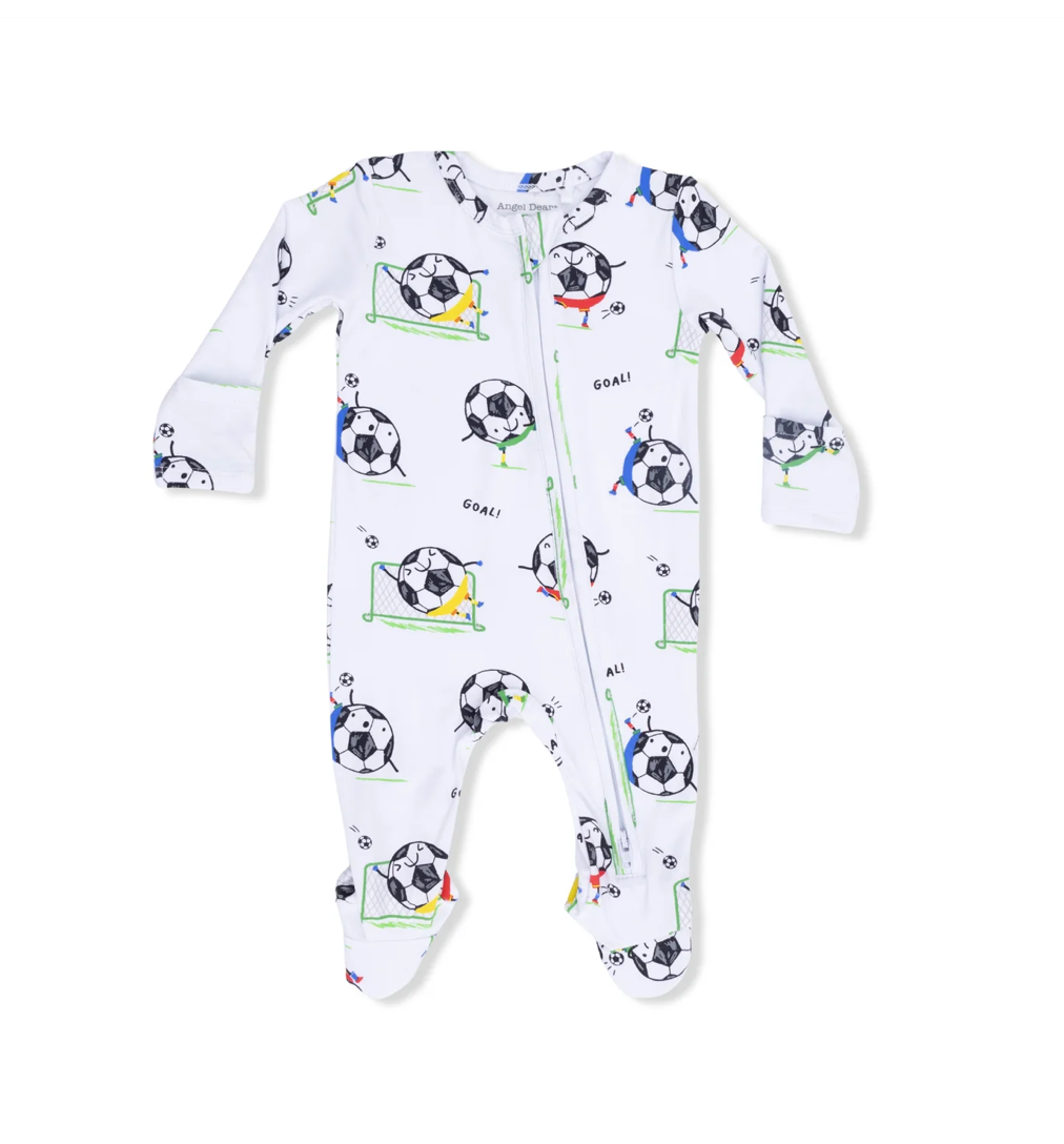 Blue Soccer Balls Playing Soccer Zip Footie