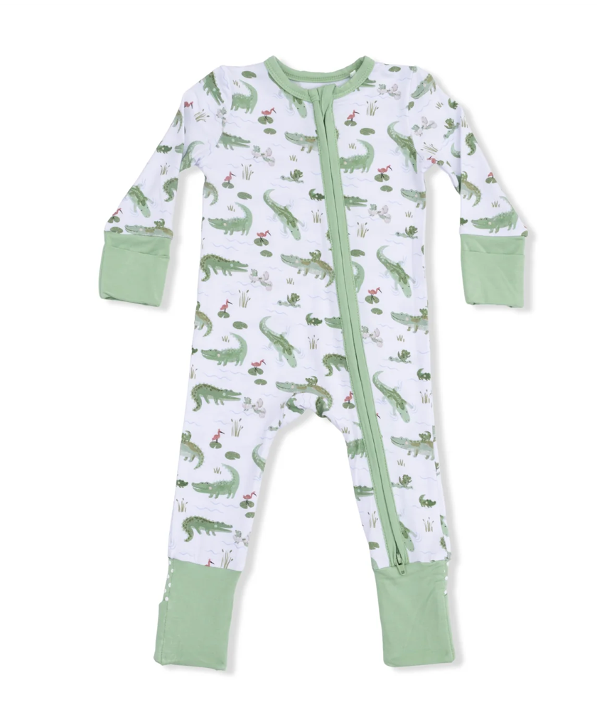 Green Crayon Alligators Conv Romper