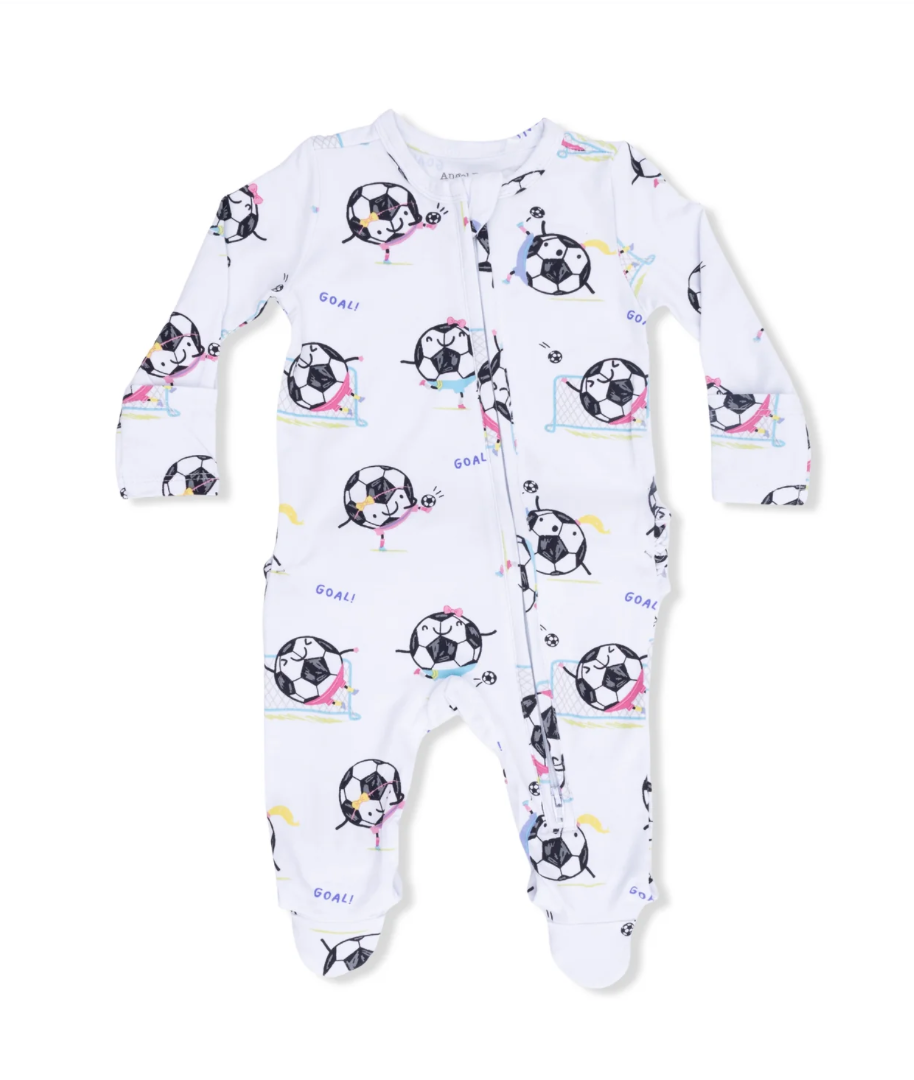 Pink Soccer Balls Playing Soccer Zip Footie