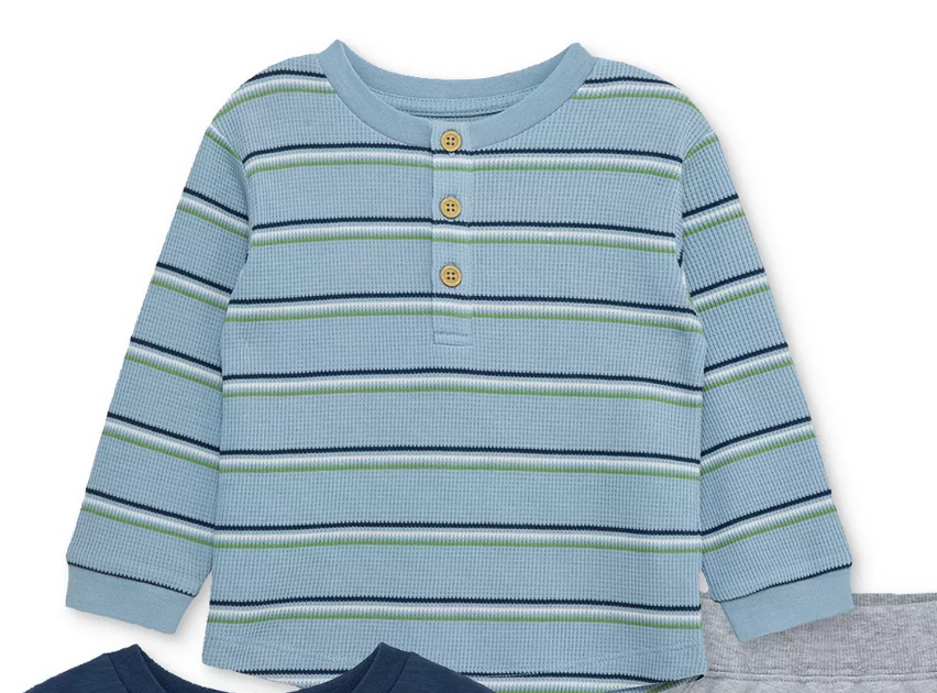 Blue Striped Henley LS Tee