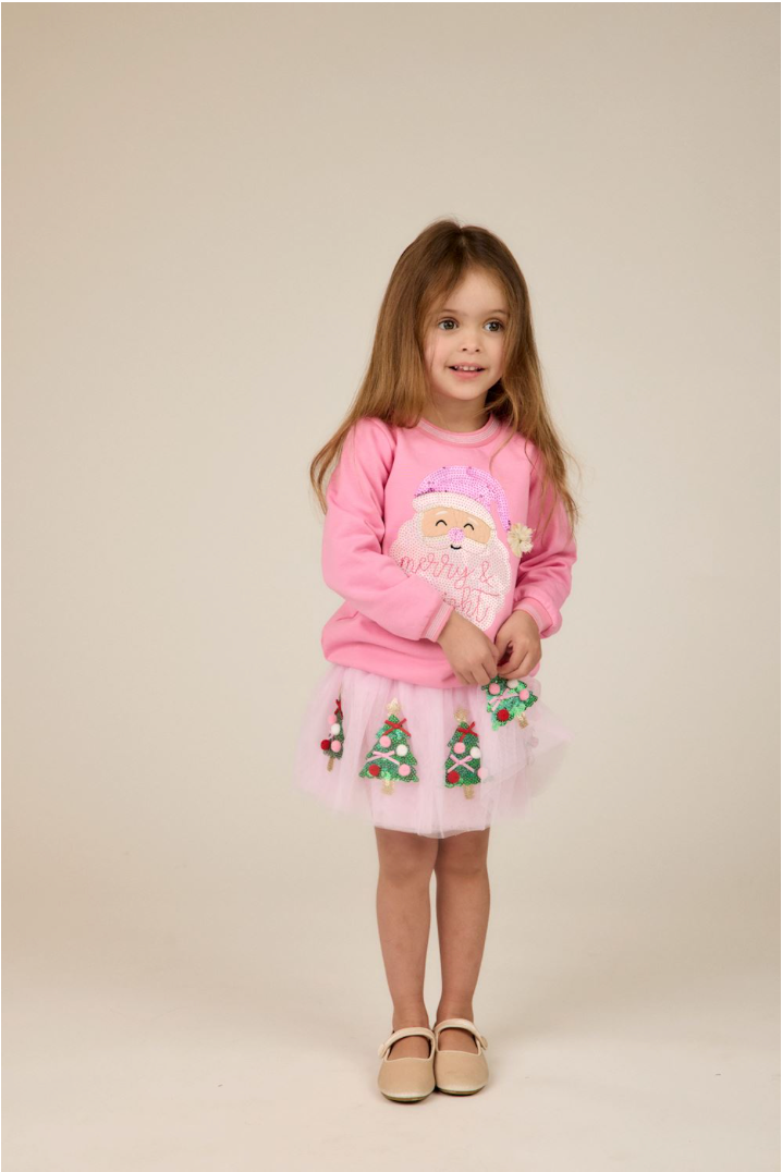 Pink Sequin Santa Sweatshirt