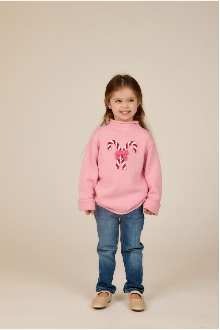Pink Candycane Rollneck Sweater