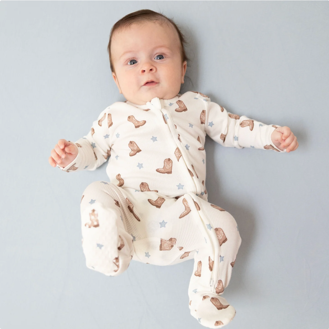 Mini Cowboy Boots Zipper Footie
