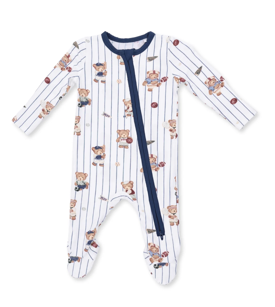 Mixed Sports Bear Zipper Footie
