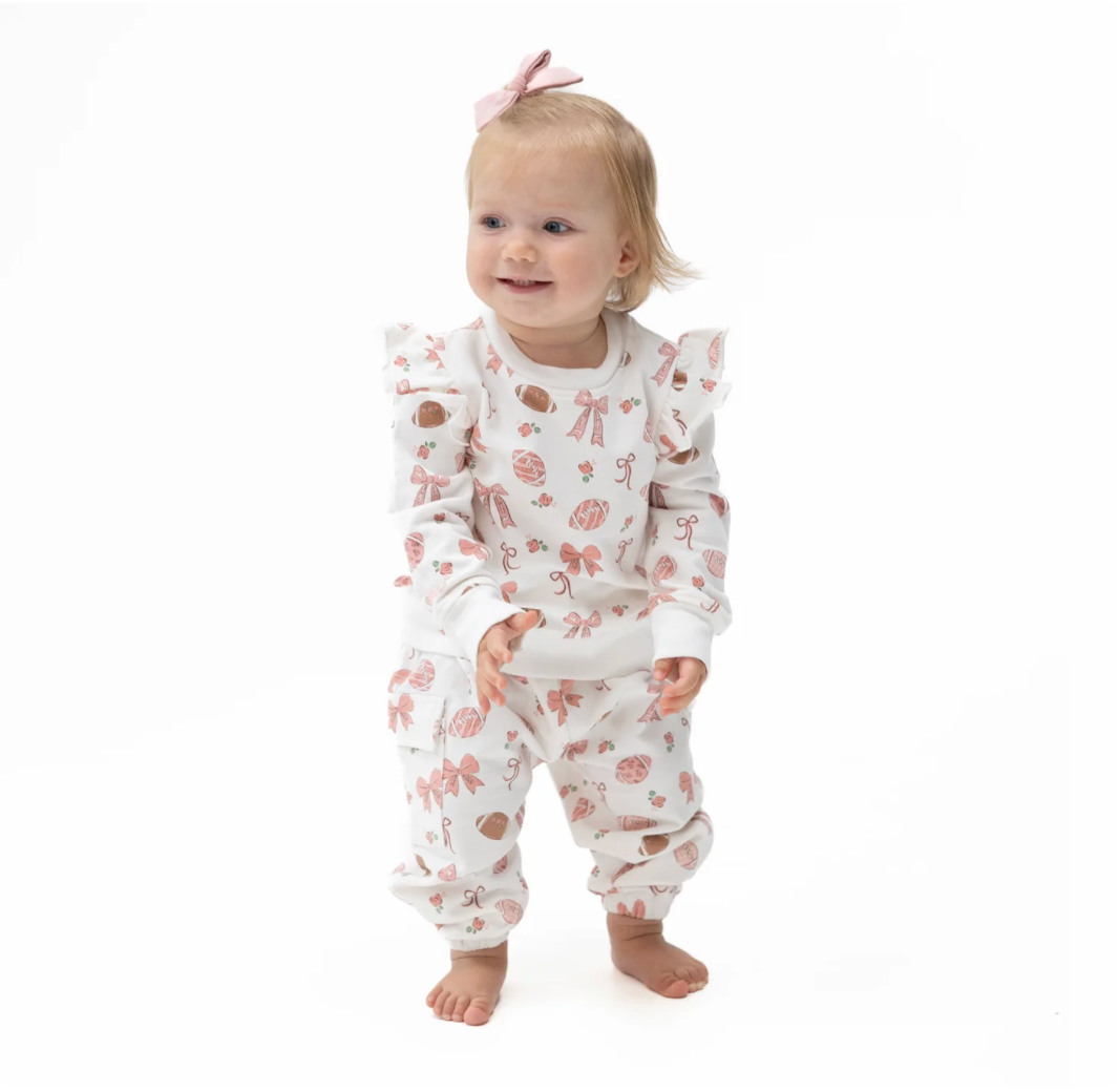 Footballs and Bows Sweatshirt Set