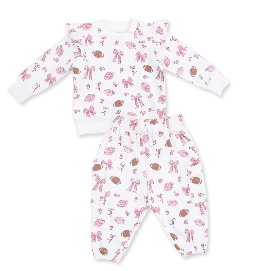 Footballs and Bows Sweatshirt Set