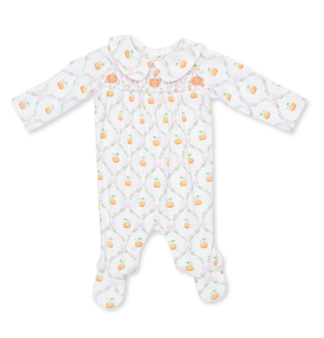 Pretty Pumpkin Trellis Smocked Footie
