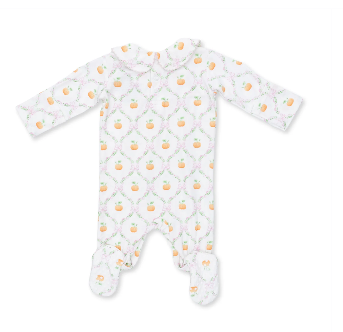Pretty Pumpkin Trellis Smocked Footie