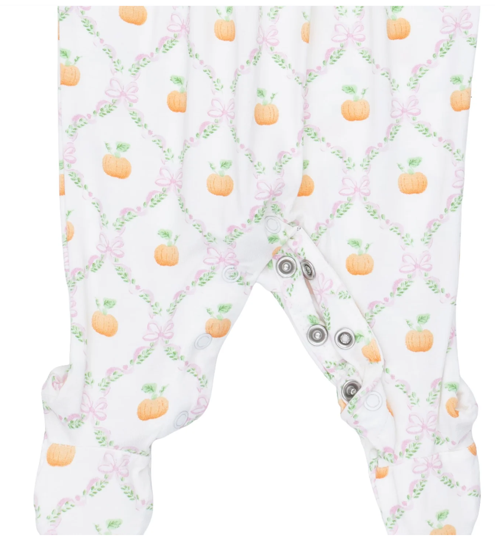 Pretty Pumpkin Trellis Smocked Footie