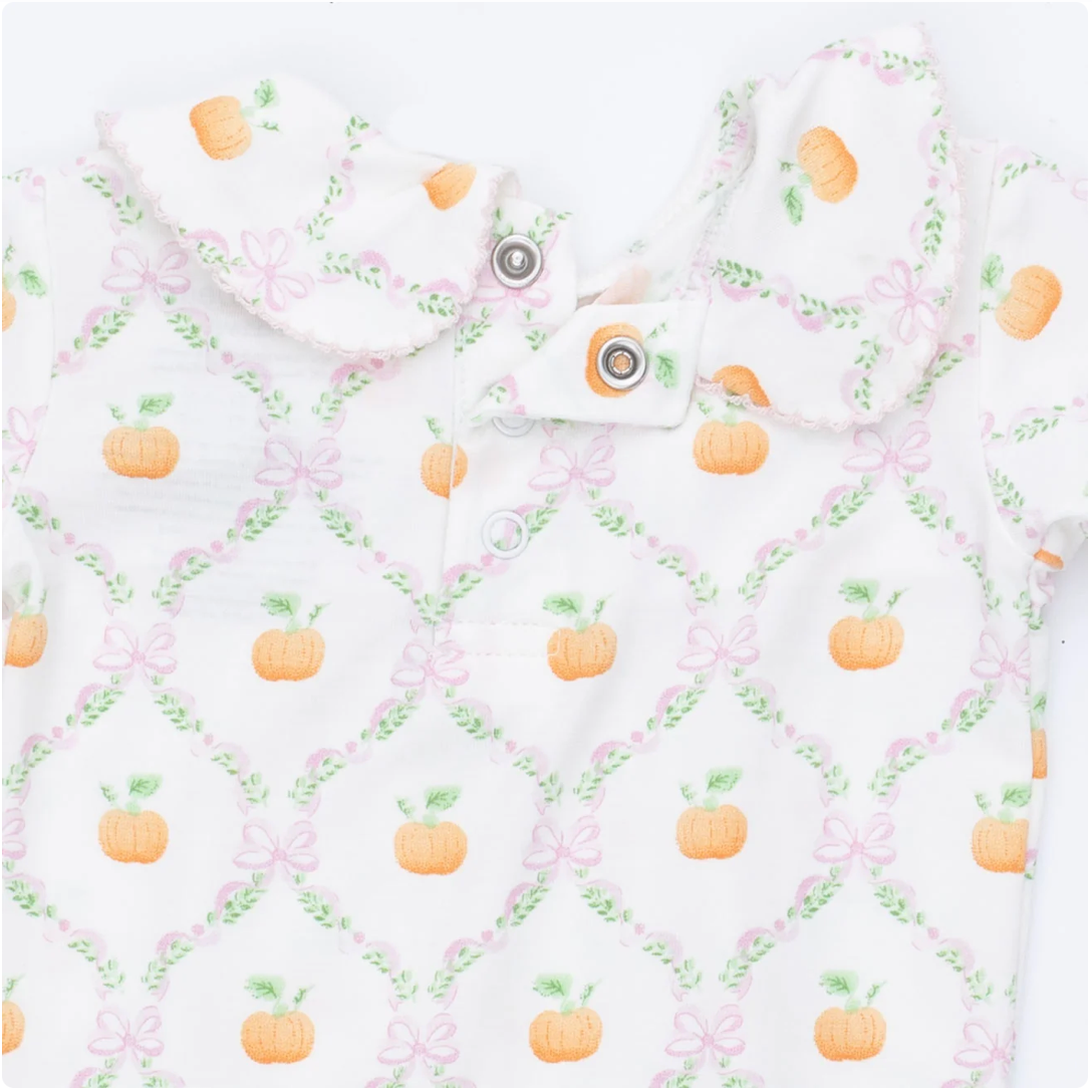Pretty Pumpkin Trellis Smocked Footie