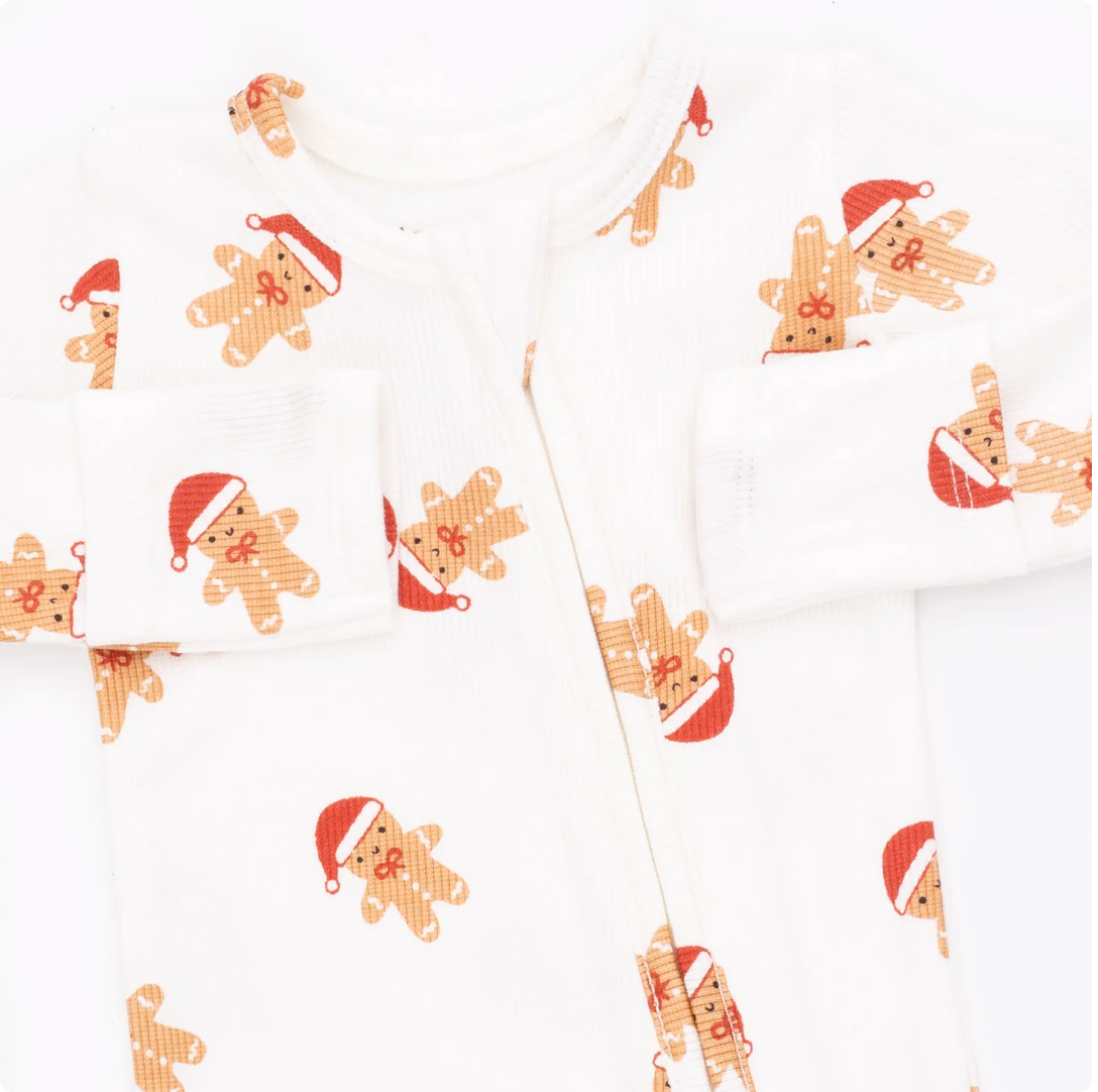 Gingerbread Zipper Footie