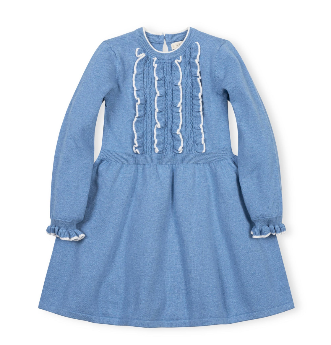Blue Heather Organic Ruffle Bodice Sweater Dress
