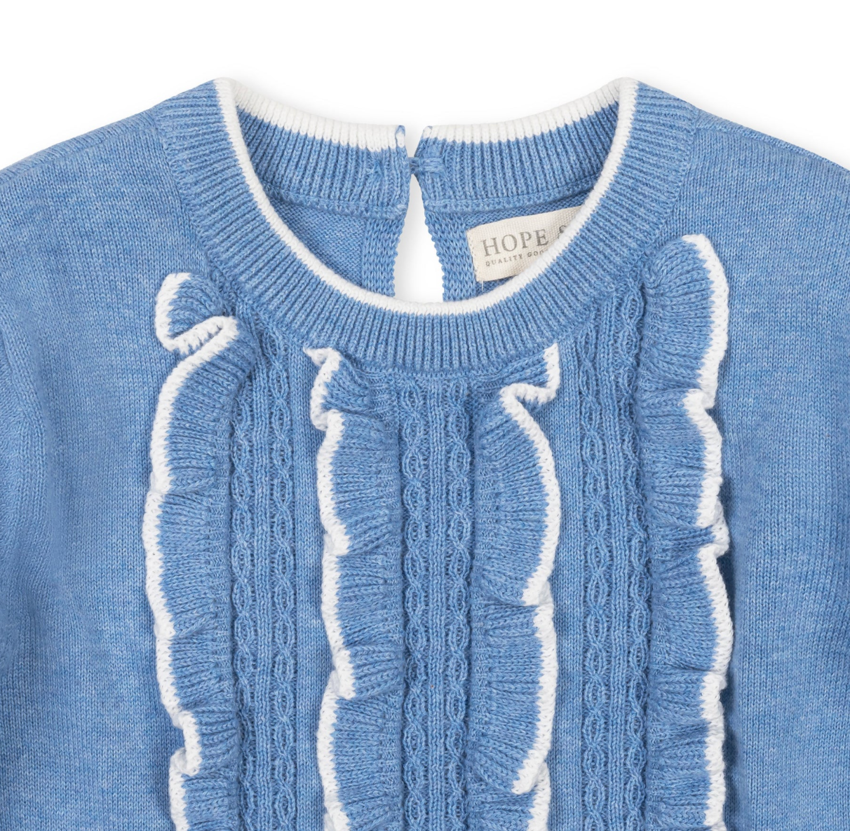 Blue Heather Organic Ruffle Bodice Sweater Dress