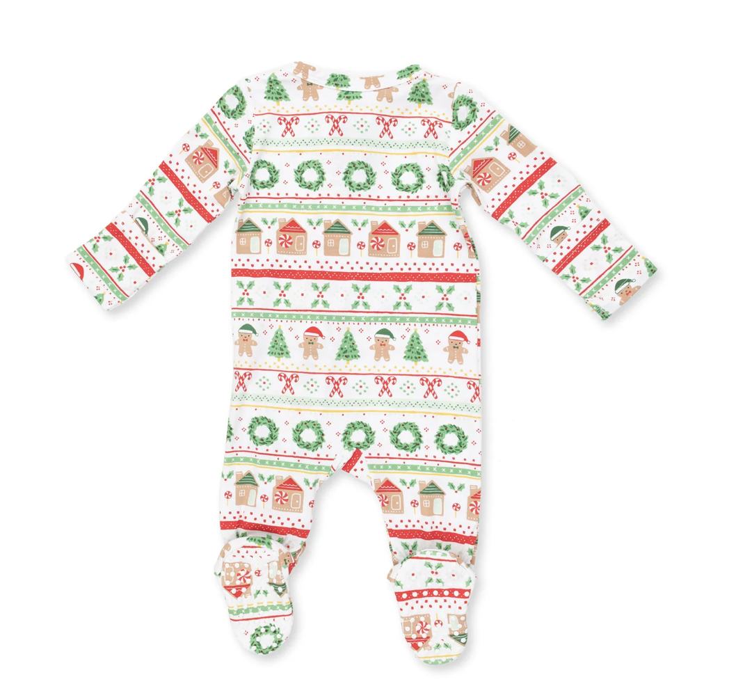 Gingerbread Fair Isle Zipper Footie