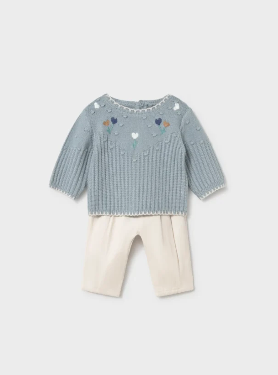 Light Blue Sweater and Corduroy Pant Set