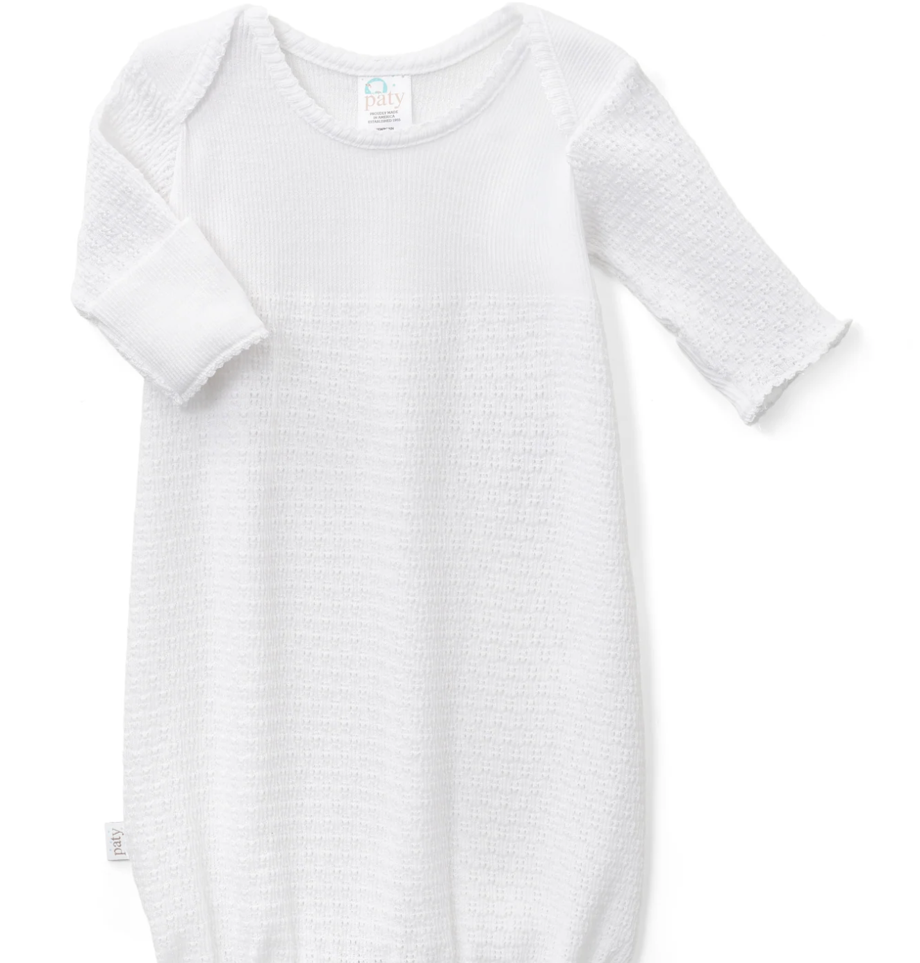 Paty Knit Gown - No Bow White w Pink