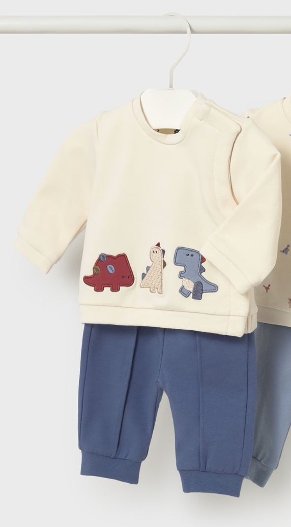 Dino Applique Sweatshirt & Button Pants