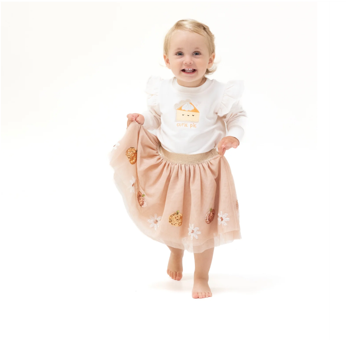 Oatmeal Pumpkins and Flowers Tutu Skirt