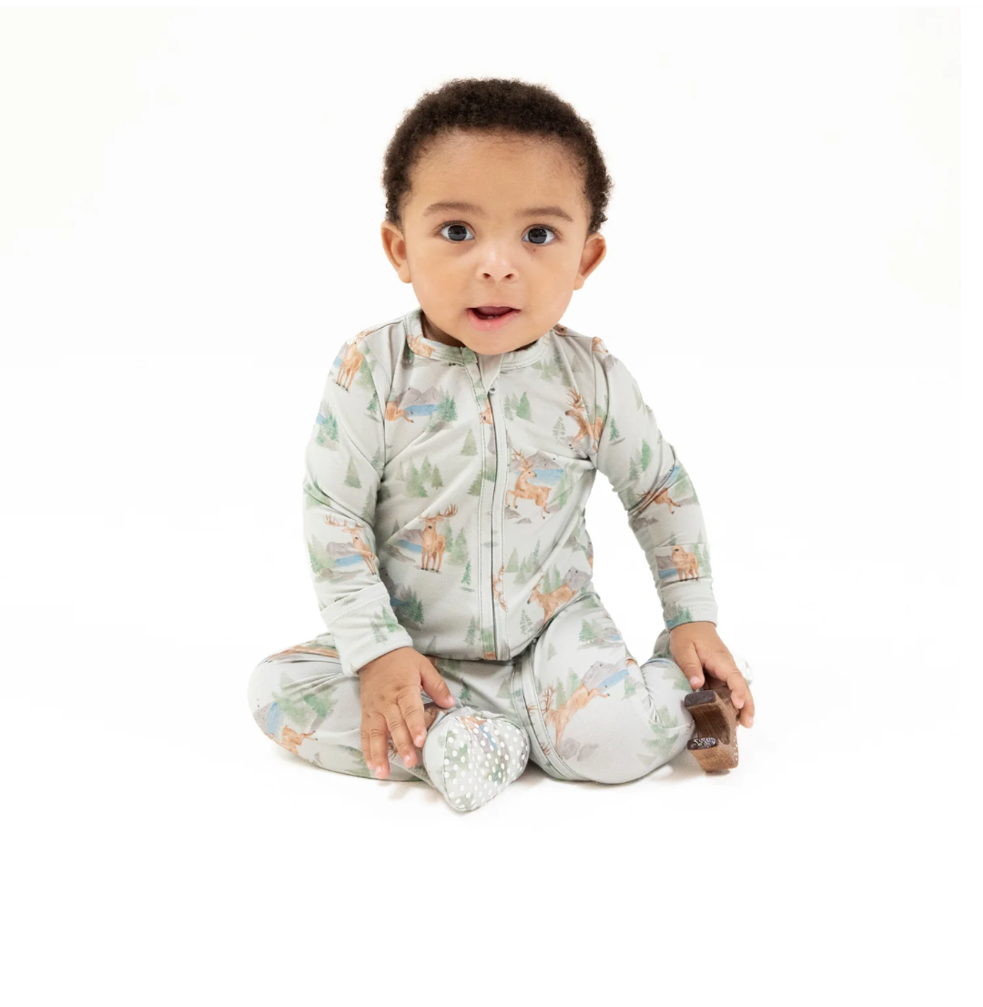 Green Buck Deer 2-Way Zip Footie