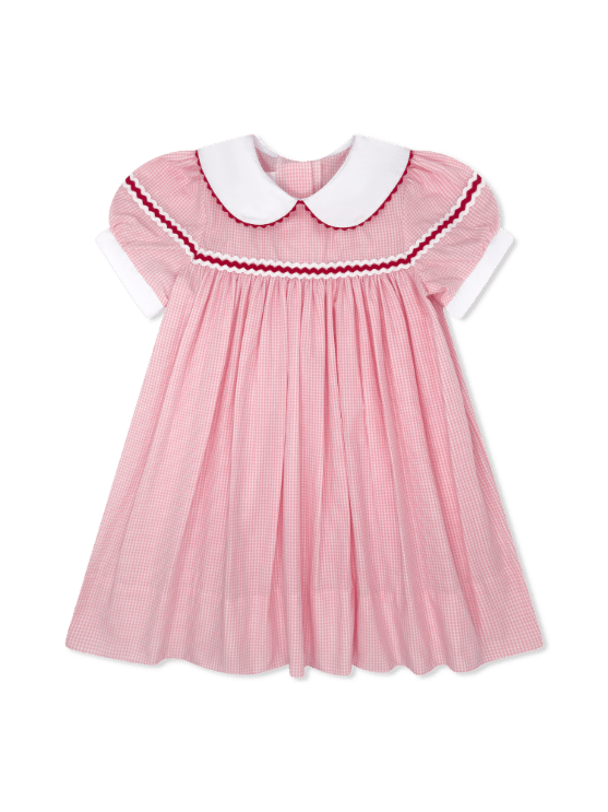Classic Pink Minigingham Ric Rac Dress