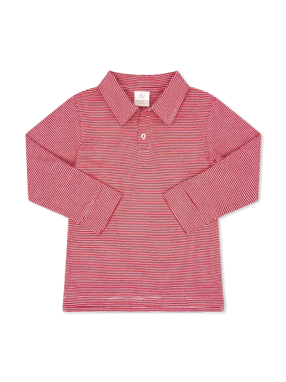 Raleigh Red Ministripe Long Sleeve Polo
