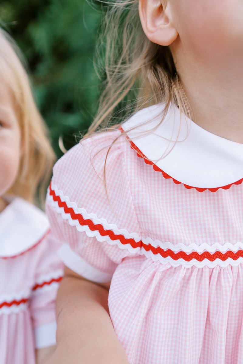 Classic Pink Minigingham Ric Rac Dress