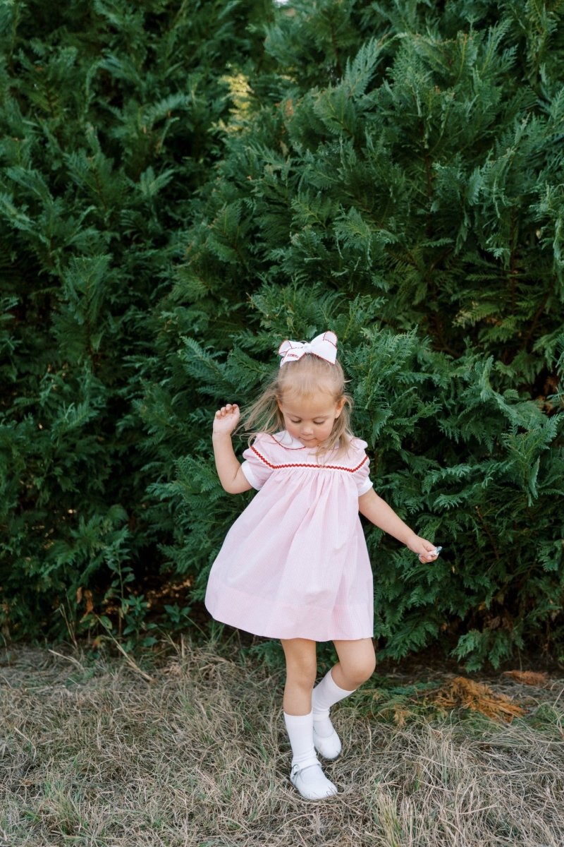 Classic Pink Minigingham Ric Rac Dress