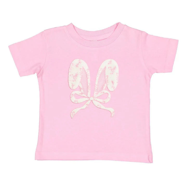 Lace Bunny Bow Patch Easter Short Sleeve T-Shirt