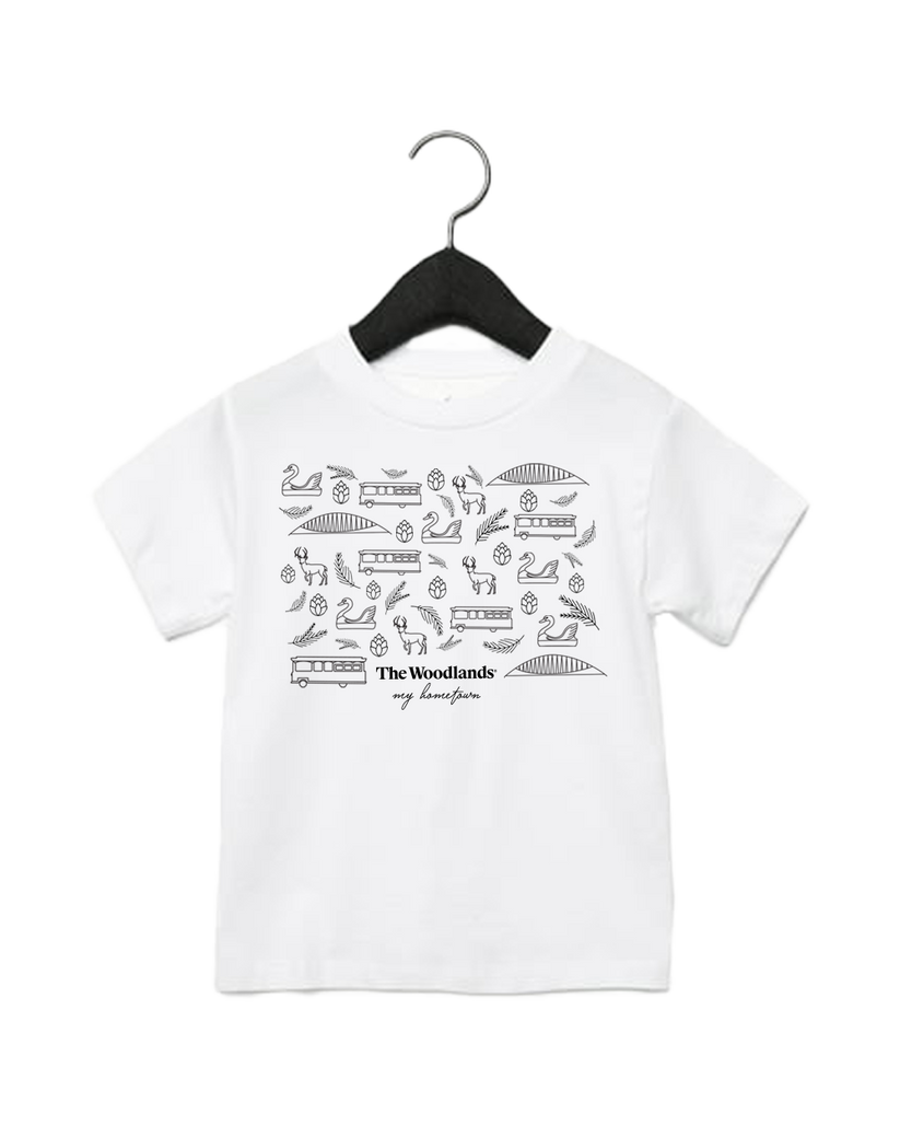 My Hometown The Woodlands Icons White Toile Youth Tee