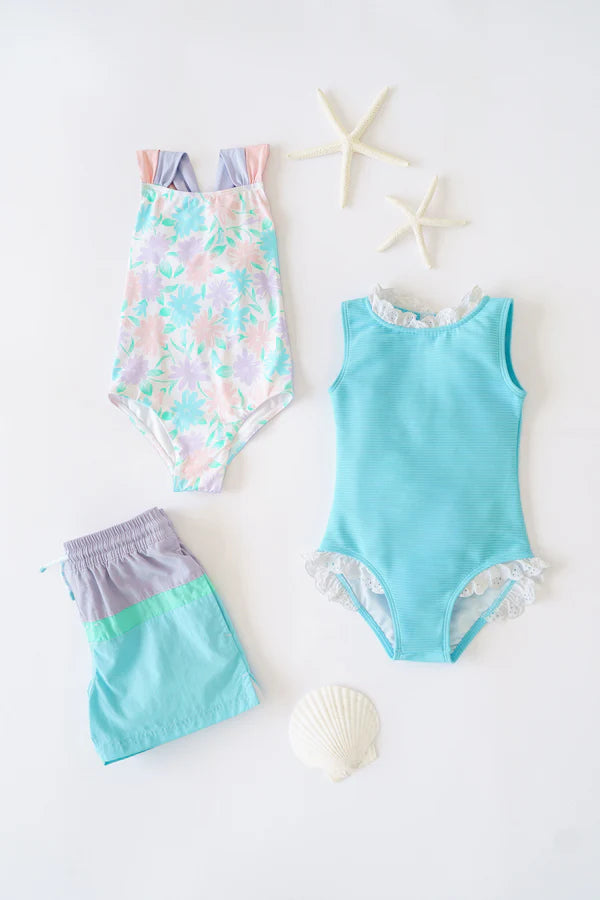 TBBC Country Club Colorblock Trunk Lavender Teal Blue