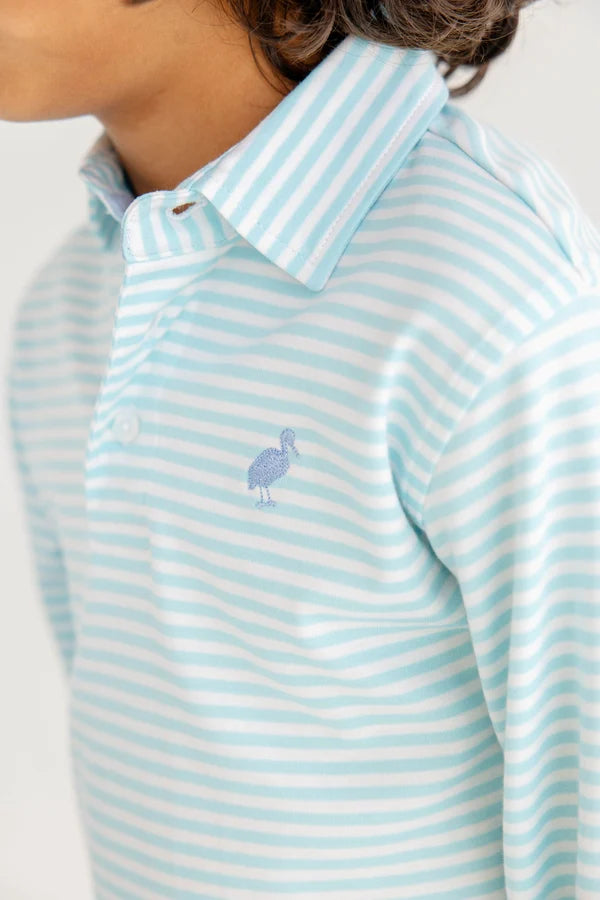 TBBC Prim and Proper Polo - Belhaven Blue Stripe