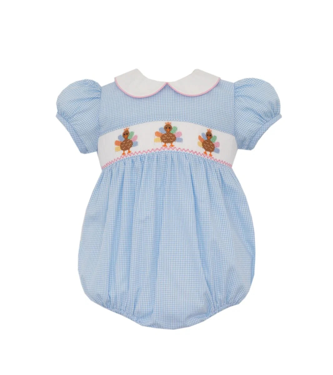 Turkey Blue Check Girls Bubble