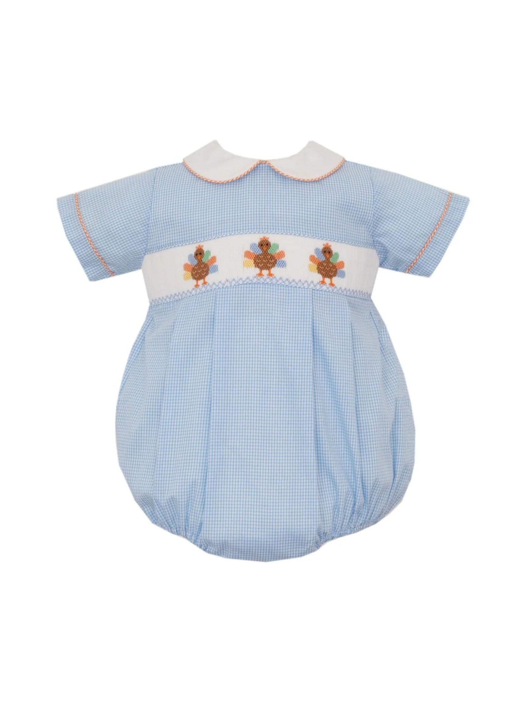 Turkey Blue Check Boys Bubble